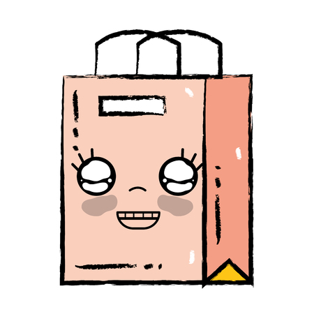 Cute happy shopping bag vector illustration.のイラスト素材