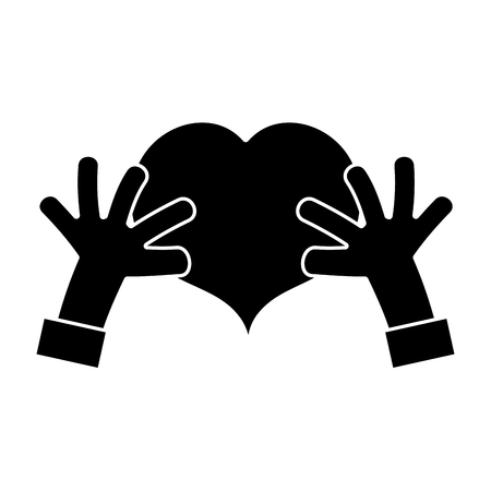 contour hands with heart to love symbol vector illustration designのイラスト素材