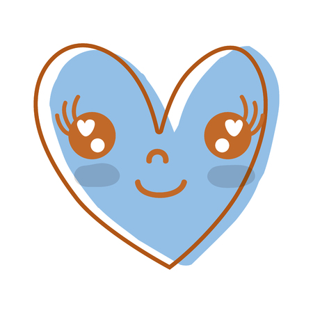 kawaii cute happy heart design vector illustrationのイラスト素材