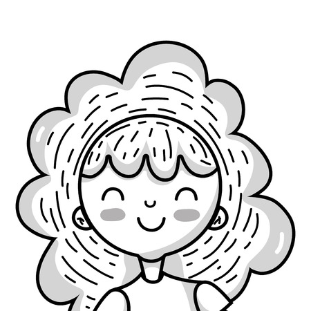 line beauty girl with clothes and hairstyle design vector illustrationのイラスト素材