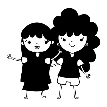 beauty girls with clothes and heirstyle design vector illustrationのイラスト素材