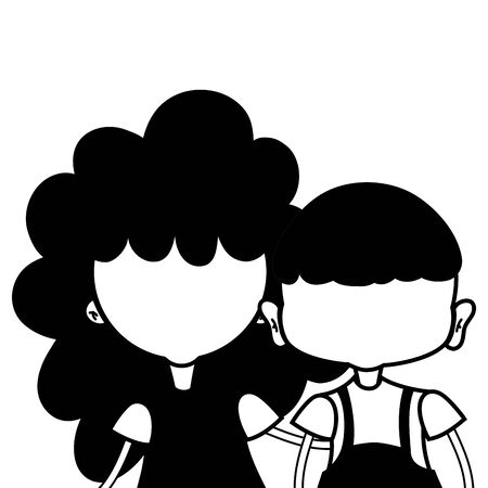 beauty girl and boy together with hairstyle vector illustrationのイラスト素材