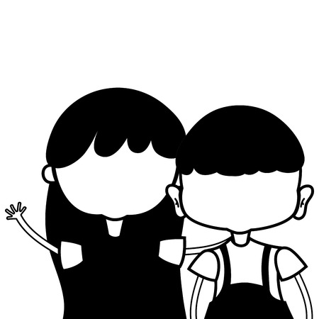 beauty girl and boy together with hairstyle vector illustrationのイラスト素材