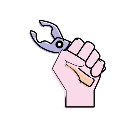 Pincers equipment service industry repair in the hand vector illustration.のイラスト素材