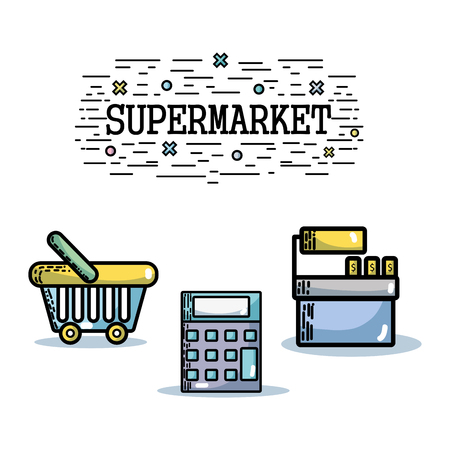 supermarket with variety products and commerce shop vector illustrationのイラスト素材