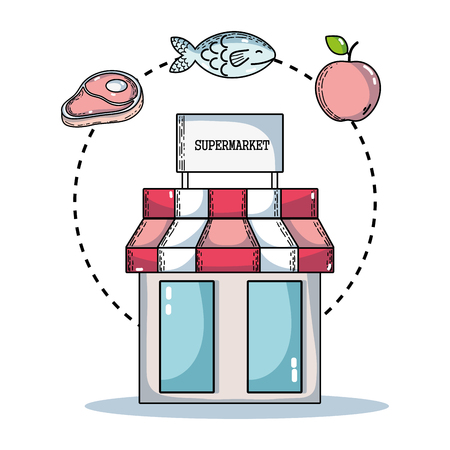 set supermarket variety food nutrition to shoppingのイラスト素材