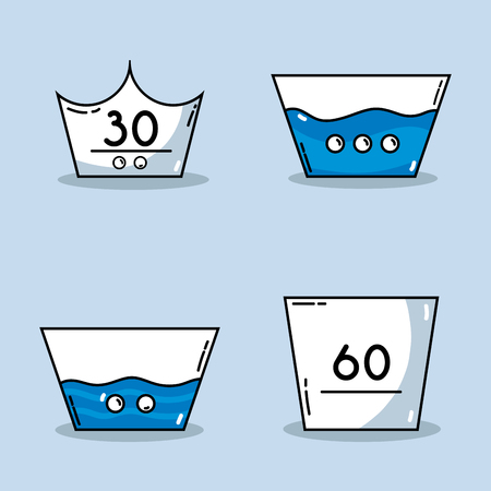 set laundry equipment to clean the clothes vector illustrationのイラスト素材