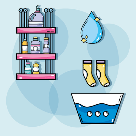 laundry equipment to clean the clothes and housework vector illustrationのイラスト素材