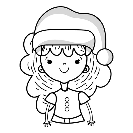 line beauty girl celebrating merry christmas vector illustrationのイラスト素材