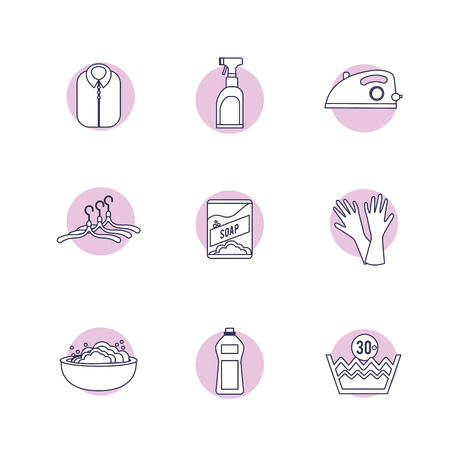 Set of laundry equipment in washing the clothes vector illustrationのイラスト素材