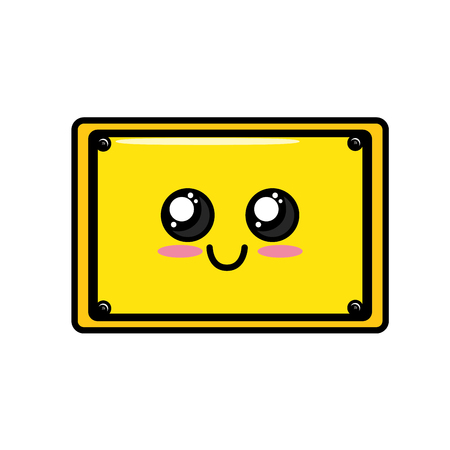 kawaii cute happy blank emblem noticesのイラスト素材