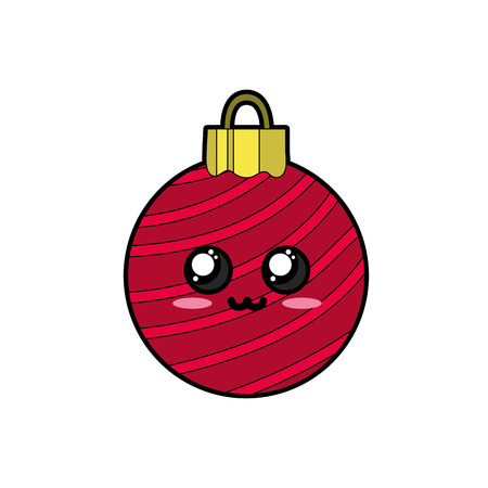 kawaii cute tender christmas ball vector illustrationのイラスト素材