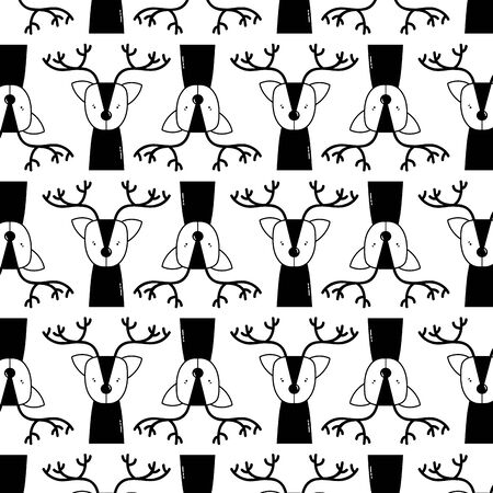cute reindeer wildlife animal reserve backgroundのイラスト素材