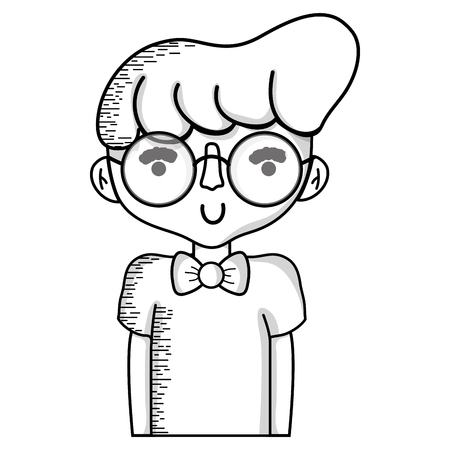 line cute boy with clothes and hairstyleのイラスト素材