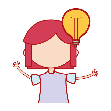 girl with bulb idea and hairstyle designのイラスト素材