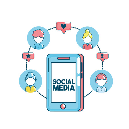set social media technology connectionのイラスト素材