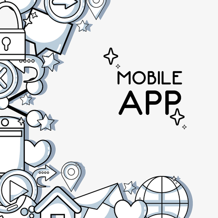 social mobile app digital connectedのイラスト素材