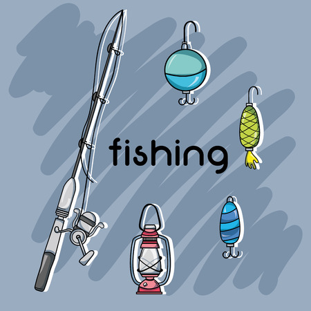 set fishing recreation with special tools vector illustrationのイラスト素材