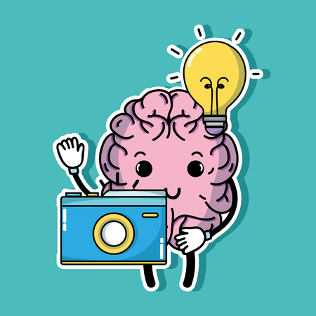 set kawaii brain with knowledge education vector illustrationのイラスト素材
