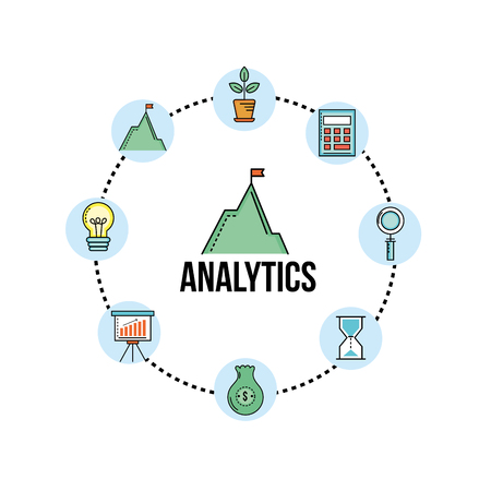 set analytics finance to business corporation strategyのイラスト素材