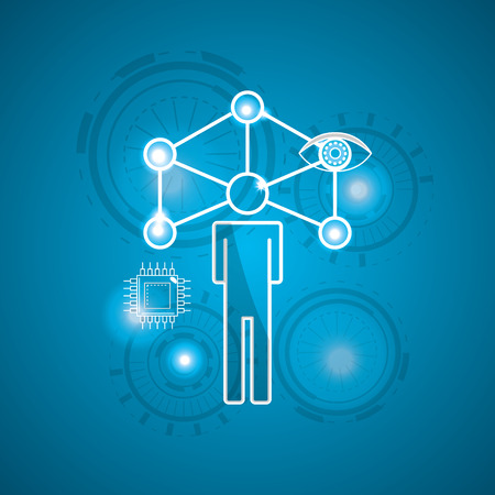 human cyberspace connect with innovation technologyのイラスト素材