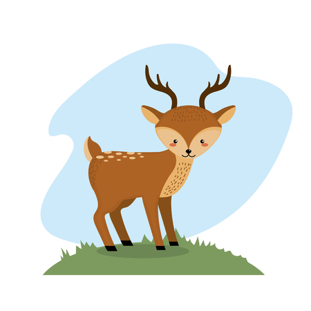 cute deer animal to natural wildlifeのイラスト素材