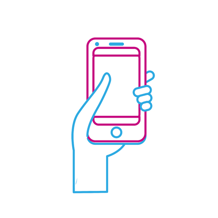 line technology smartphone in the hand vector illustrationのイラスト素材