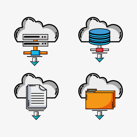 set data connection technology with informationのイラスト素材