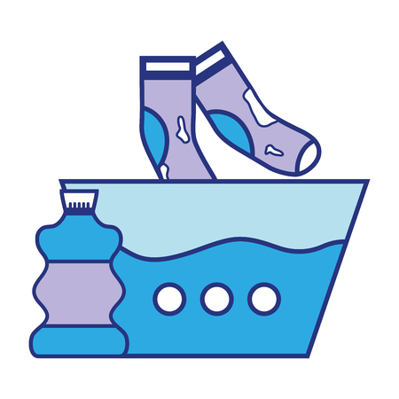 water pail and dirty socks with bleach bottleのイラスト素材