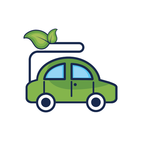 ecologycal car with leaves to environment care vector illustrationのイラスト素材