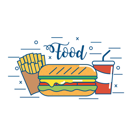 tasty fastfood nutrition and unheallthy food vector illustrationのイラスト素材