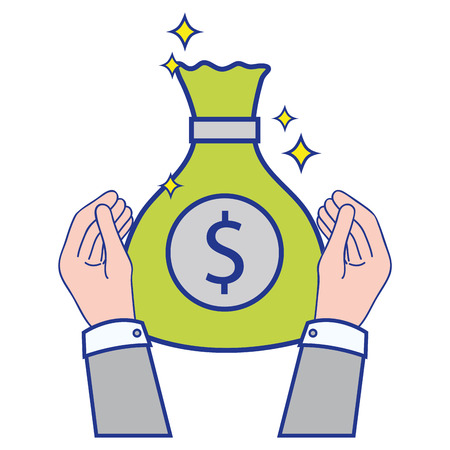 businessman hands with bag cash moneyのイラスト素材