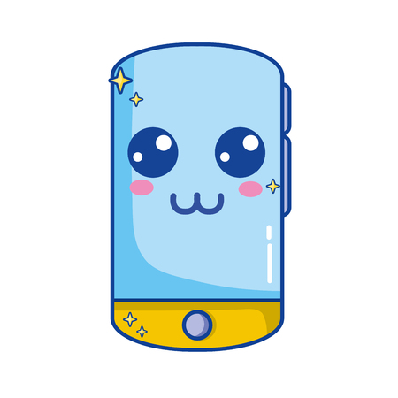 cute happy smartphone technologyのイラスト素材