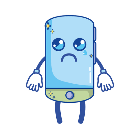 kawaii cute crying smartphone technology vector illustationのイラスト素材