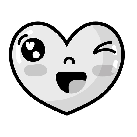 grayscale  cute funny heart designのイラスト素材