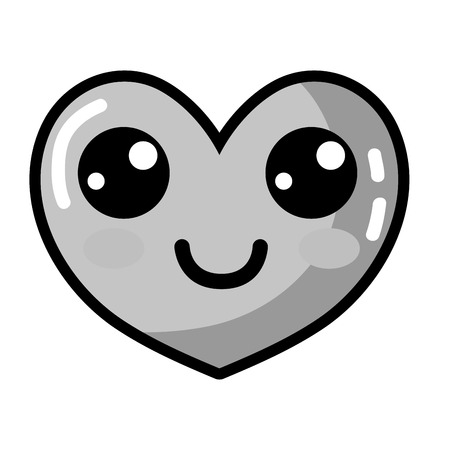 grayscale  cute happy heart designのイラスト素材