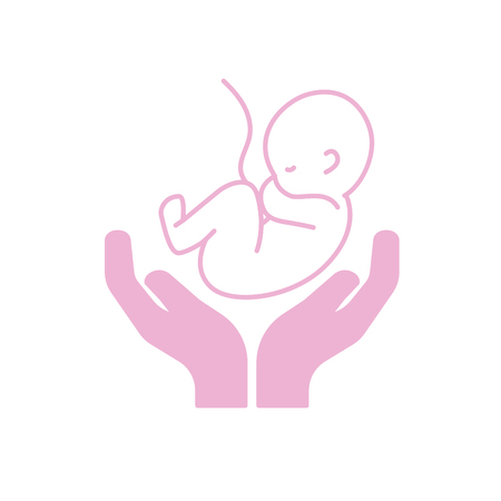 silhouette baby umbilical cord and new life vector illustrationのイラスト素材