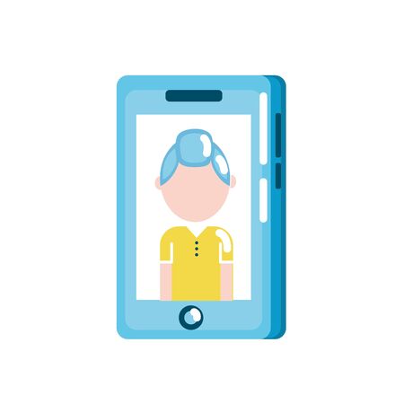 smartphone technology with man picture vector illustrationのイラスト素材