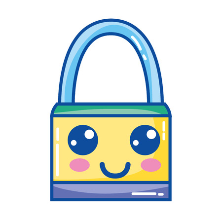 cute happy padlock securityのイラスト素材