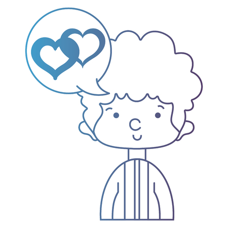 line cute man with hairstyle and chat bubble vector illustrationのイラスト素材