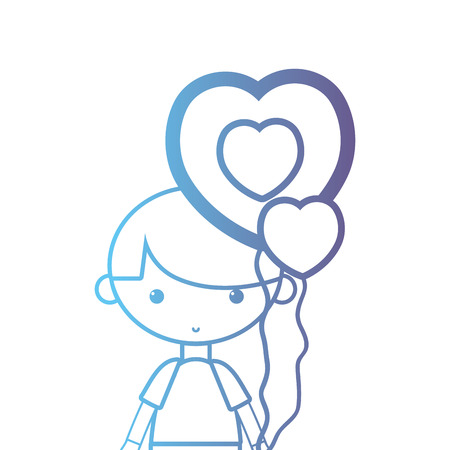 line boy with hairstyle design and heart balloon vector illustrationのイラスト素材