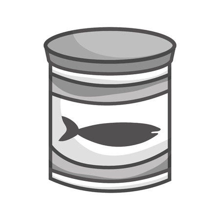 grayscale can tuna meal with healthy nutrition vector illustrationのイラスト素材