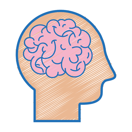 silhouette man with anatomy brain design vector illustrationのイラスト素材