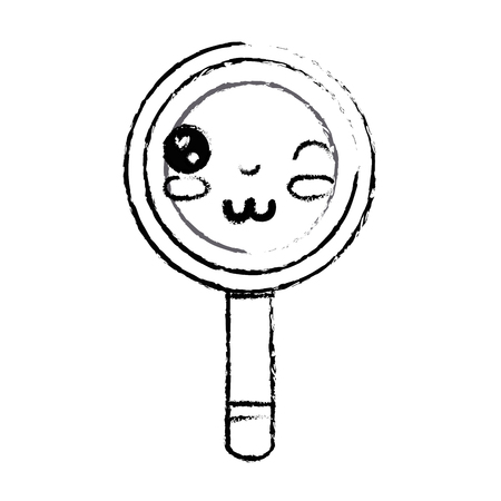 figure cute funny magnifying glassのイラスト素材