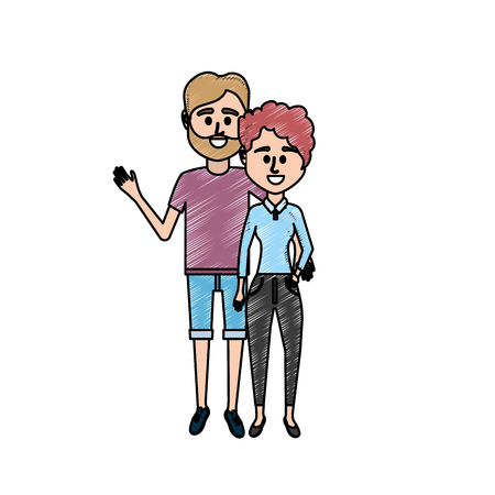 couple together with clouthes designのイラスト素材