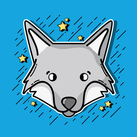 cute wolf animal of nature faunaのイラスト素材