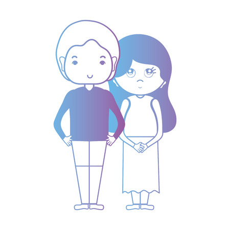 line nice couple together with hairstyle designのイラスト素材