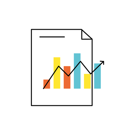 document with statistics bar diagram and arrow growing vector illustrationのイラスト素材