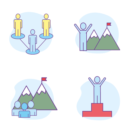 set teamwork communication business to social groupのイラスト素材