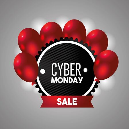 cyber monday emblem with balloons decorationのイラスト素材